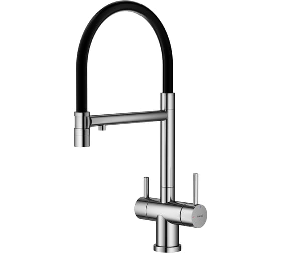 Изображение товара Смеситель для кухни SPLENKA со съемным изливом на магните и подключением фильтра, сатин/черный S70.63.05