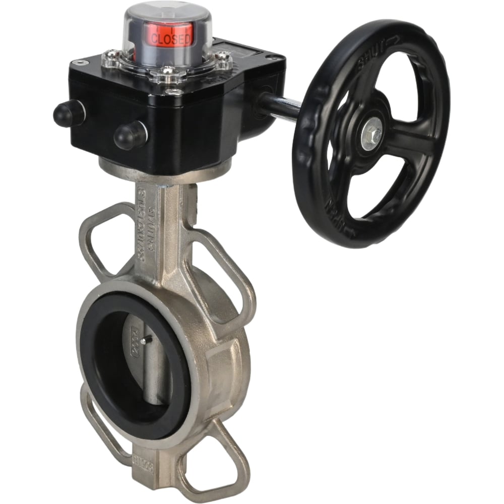 Изображение товара Затвор DN.ru 316L-316L-VITON Ду250 Ру16 дисковый, редуктор, нержавейка