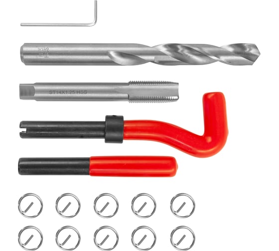 Изображение товара Набор для восстановления резьбы Thorvik TRIS14125 M14x1.25, 15 предметов 53181