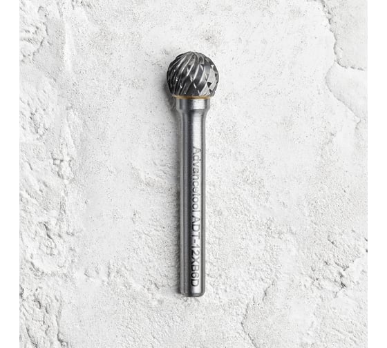 Изображение товара Бор-фреза твердосплавная форма D (сфера) d12x10.8хL51 мм, хв-к 6 мм Advancetool ADT-12XB6D