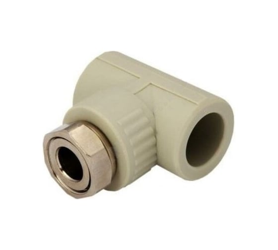 Изображение товара Тройник RTP с накидной гайкой на метал. штуцере D25х1х25 мм, серая 15838