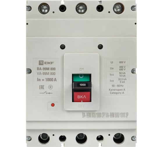 Изображение товара Автоматический выключатель EKF PROxima ВА-99М 800/1000А, 3P, 50кА mccb99-800-1000m