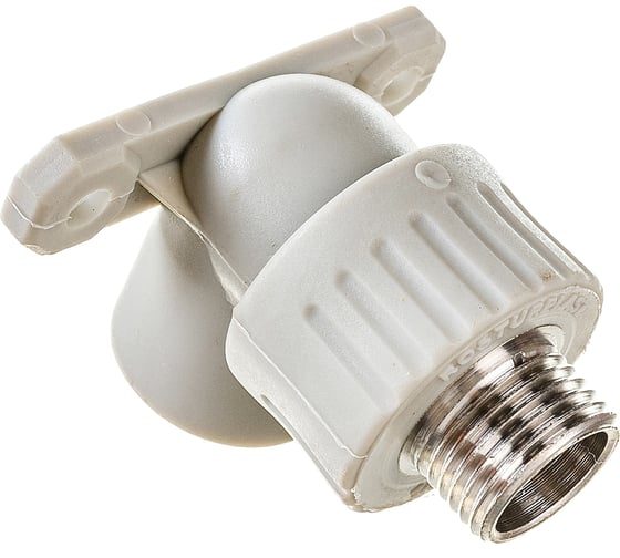 Изображение товара Угольник с креплением RTP PN25 комбинированный, наружная резьба D20х1/2 мм, серый 11056