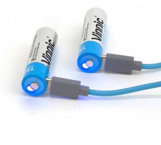 Изображение товара Набор 2-х литиевых аккумуляторов VINNIC АА R06 HR06 1600mAh с встроенным ЗУ + кабель USB – Type-С в пластиковом кейсе 4898338015775