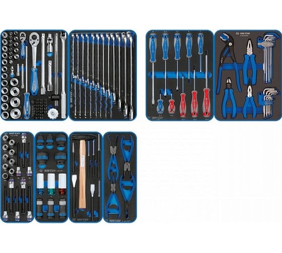 Изображение товара Набор инструментов KING TONY "GLORY" для тележки, 8 ложементов, 152 предмета 9G35-152MRVD