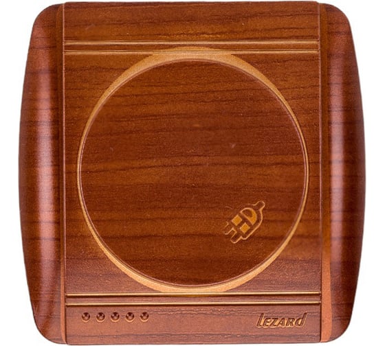 Изображение товара Розетка Lezard DEMET с/з с крышкой махагон 711-0500-123
