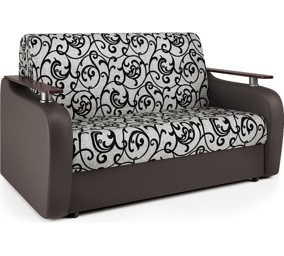 Изображение товара Диван аккордеон Шарм Гранд Д 100 экокожа, шоколад и узоры 33070005