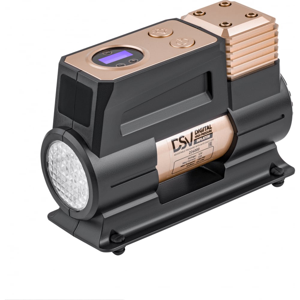 фото Усиленный компрессор dsv smart с led фонарем 45 л/мин 12в с цифр. маном, сумкой 224000