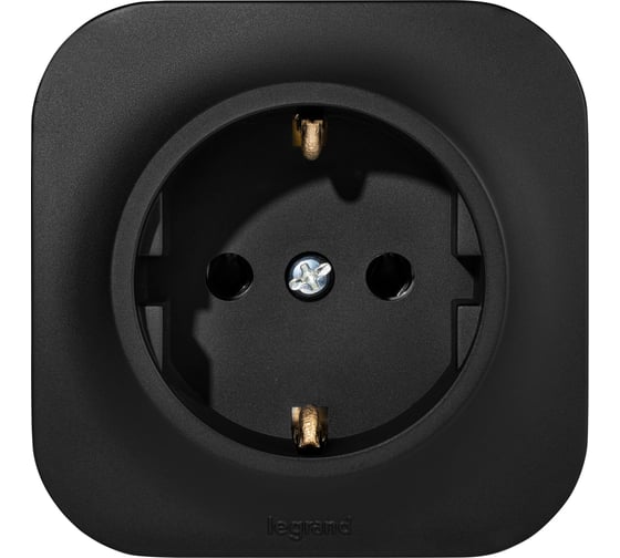 Изображение товара Розетка Legrand с заземлением Quteo без шторок IP20 16А 250В винтовые зажимы накладной монтаж - черный матовый 782472