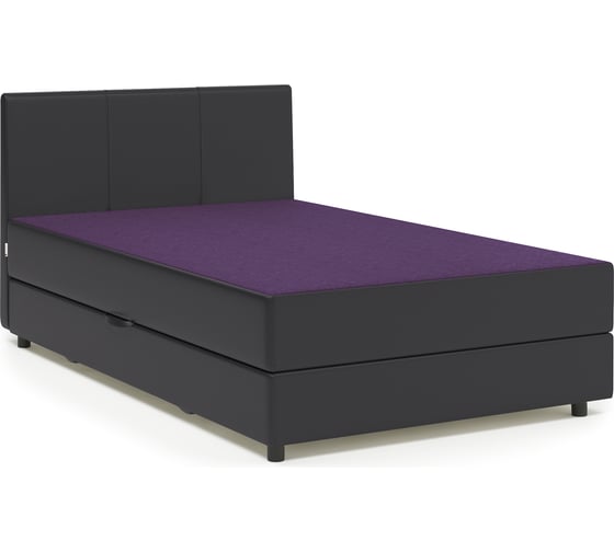 Изображение товара Кровать Шарм Классика 100, фиолетовая рогожка и черная экокожа 104210541