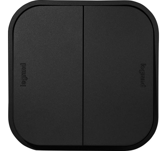 Изображение товара Выключатель двухклавишный Legrand Quteo IP20 10А 250В винтовые зажимы накладной монтаж - черный матовый 782474