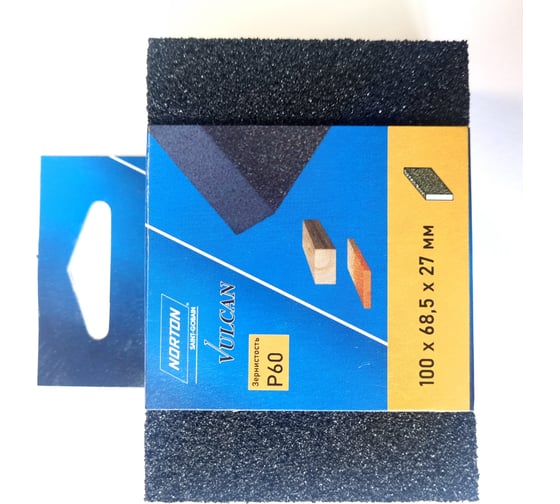 Изображение товара Губка абразивная 4-х сторонняя, 100x68x26 мм, P60 NORTON 77696094098DIY