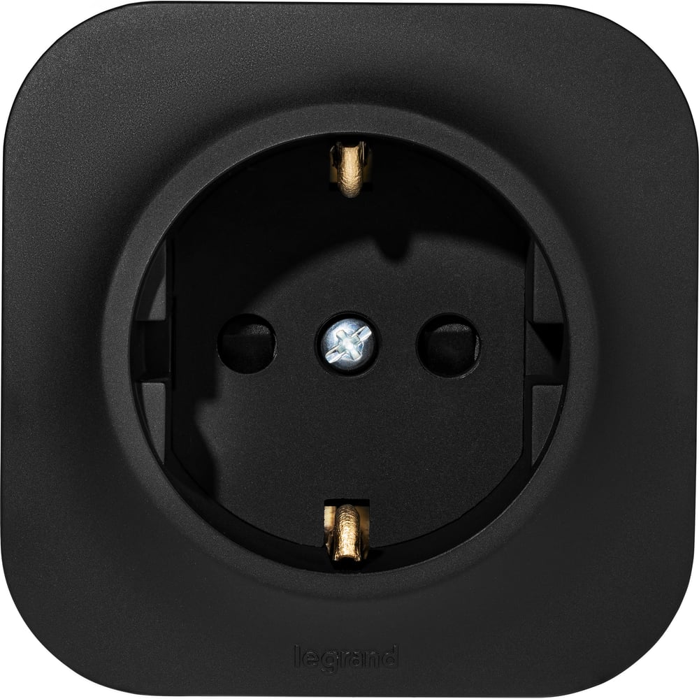 Изображение товара Розетка Legrand Quteo с заземлением и защитными шторками 16 А IP20 черный матовый