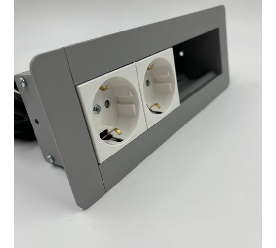 Изображение товара Встраиаемая модульная розетка Inrior на 2 EURO и свободные модули под стандарт Legrand 45x45 LD-04-80