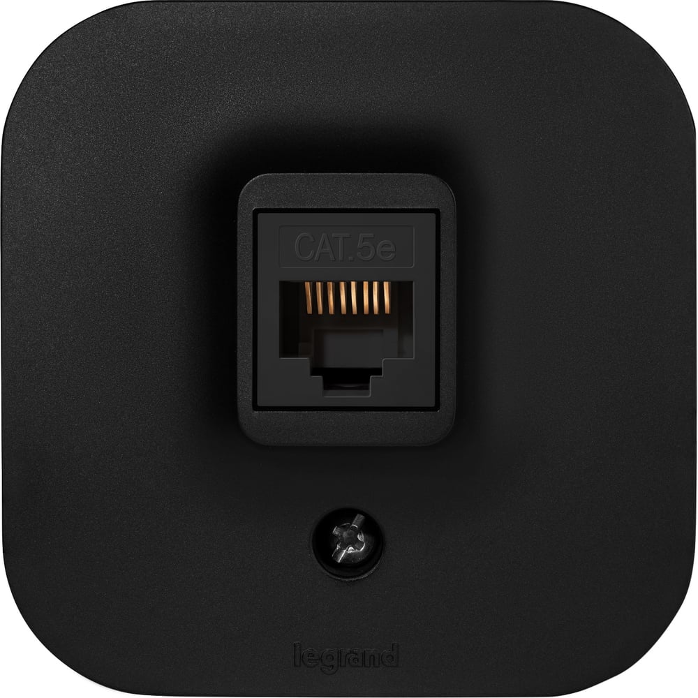 Изображение товара Розетка компьютерная RJ45 Legrand категория 5e UTP Quteo IP20 накладной монтаж - черный матовый 782480