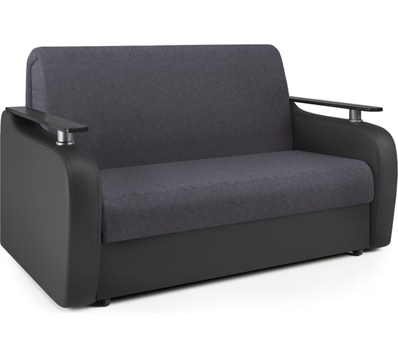 Изображение товара Диван аккордеон Шарм Гранд Д 140 серая рогожка и черная экокожа 33070421