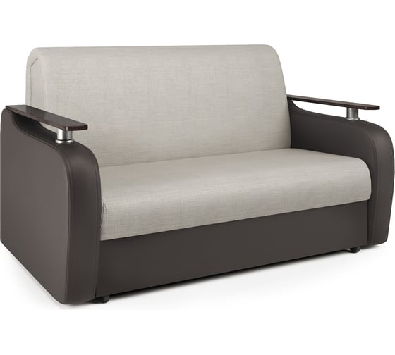 Изображение товара Диван аккордеон Шарм Гранд Д 140 экокожа шоколад и шенилл бежевый 33070431