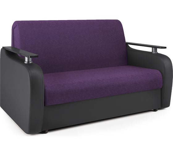 Изображение товара Диван аккордеон Шарм Гранд Д 140 фиолетовая рогожка и черная экокожа 33070422