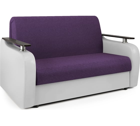 Изображение товара Диван аккордеон Шарм Гранд Д 140 фиолетовая рогожка и экокожа белая 33070424