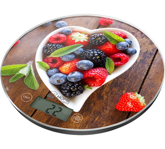 Изображение товара Весы кухонные HOME ELEMENT HE-SC933 ягодный микс, сенсор, встроенный термометр 36050