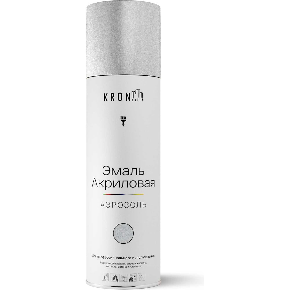 Изображение товара Эмаль акриловая Kronbuild металлик хром 520 мл аэрозоль - водно-дисперсионная краска со эффектом ме