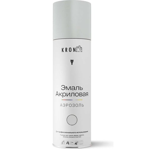 Изображение товара Эмаль акриловая Kronbuild RAL 7035 светло-серый, глянец, 520 мл SP7035AG