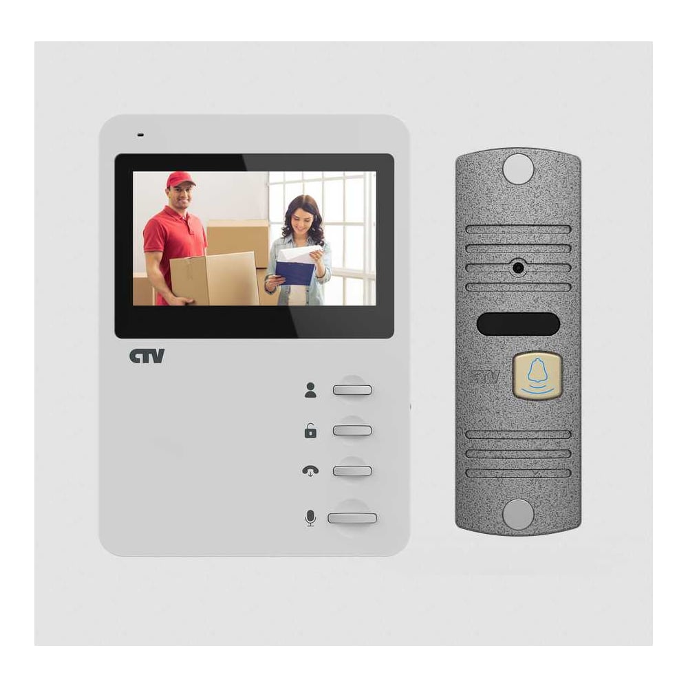 Изображение товара Комплект видеодомофона CTV-DP1400N WSi с цветным монитором и вызывной панелью