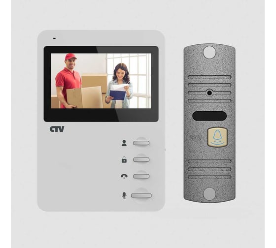 Изображение товара Комплект цветного видеодомофона CTV -DP1400N WSi ( вызывная панель -D10 NG и цветной монитор -M1400), монитор с экраном 4" белый 10-0001015