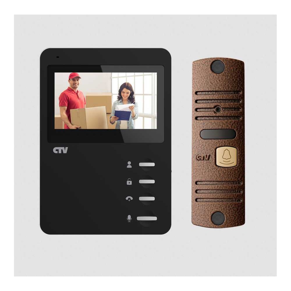 Изображение товара Комплект цветного видеодомофона CTV DP1400N BBr с цветным монитором 4"