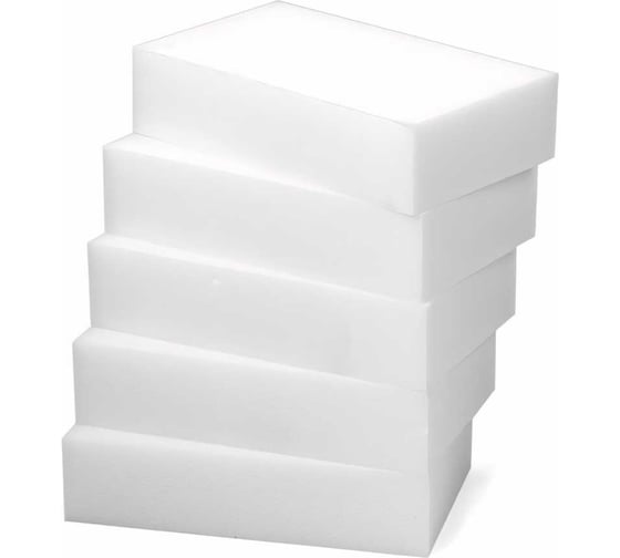 Изображение товара Губка-ластик LAIMA МЕЛАМИНОВАЯ для удаления пятен, КОМПЛЕКТ 5 шт., колорбокс, 606891