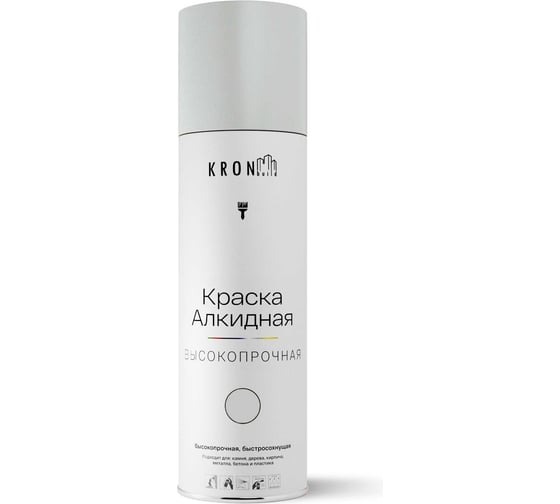 Изображение товара Эмаль алкидная Kronbuild RAL 7035 светло-серая, глянец, 520 мл SPA7035G