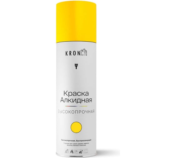 Изображение товара Эмаль алкидная Kronbuild RAL 1018 желтая, глянец, 520 мл SPA1018G