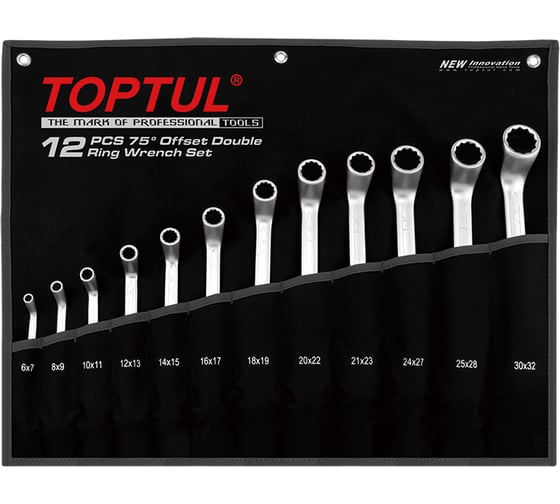 Изображение товара Набор ключей накидных TOPTUL 6-32мм 12шт (черное полотно) GPAI1202