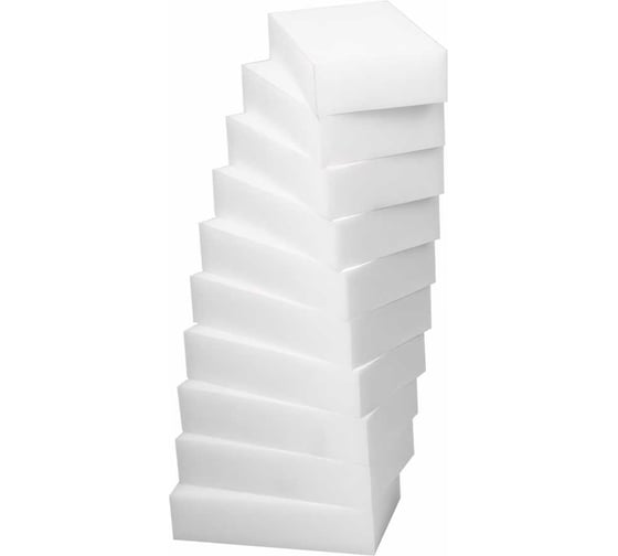 Изображение товара Губка-ластик LAIMA МЕЛАМИНОВАЯ для удаления пятен, КОМПЛЕКТ 10 шт., колорбокс, 606894