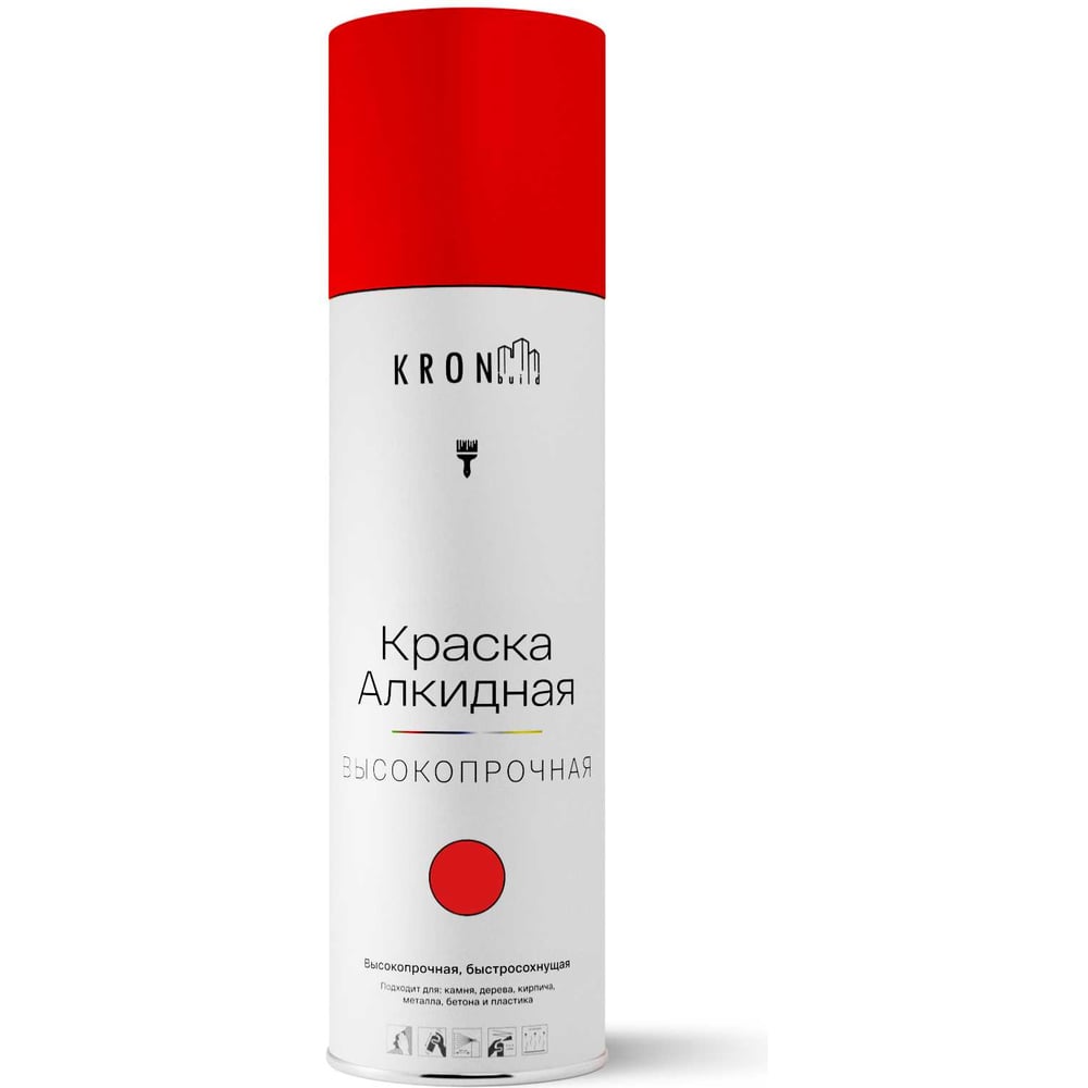 Изображение товара Эмаль алкидная Kronbuild RAL 3020 красная глянцевая 520 мл SPA3020G