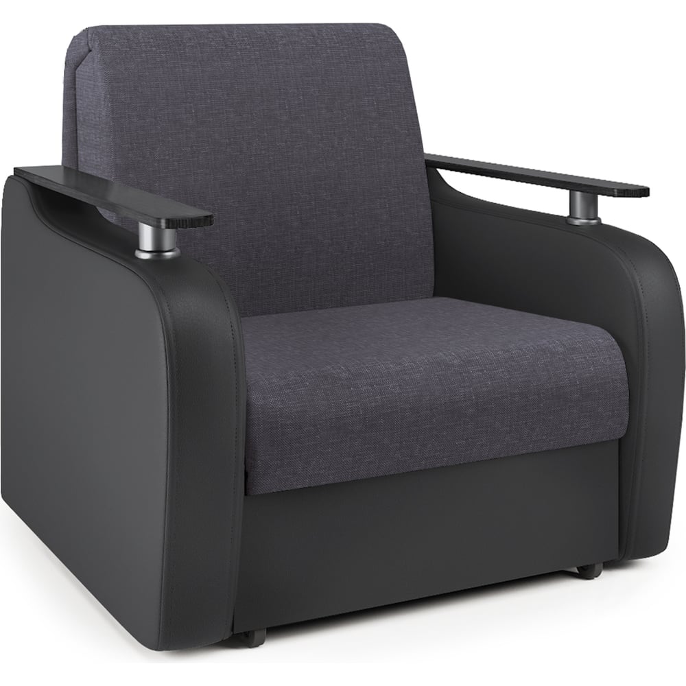 Изображение товара Кресло-кровать Шарм Гранд Д 90 серый рогожка и экокожа современный дизайн