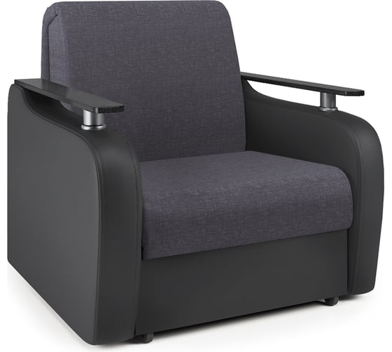 Изображение товара Кресло-кровать Шарм Гранд Д 90 серая рогожка и черная экокожа 170522179