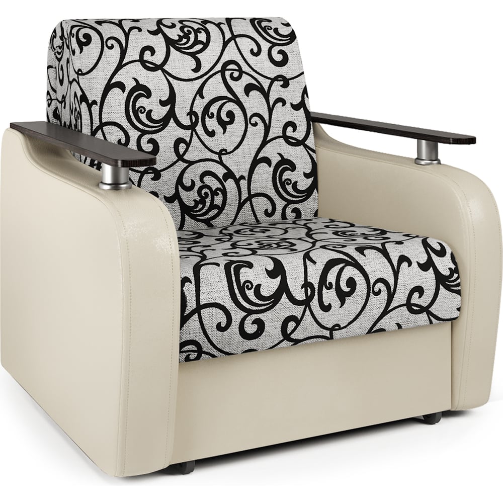 Изображение товара Кресло-кровать Шарм Гранд Д экокожа беж и узоры современный стиль