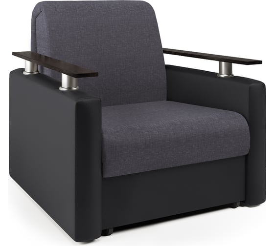 Изображение товара Кресло-кровать Шарм 90 серая рогожка и черная экокожа 170522332