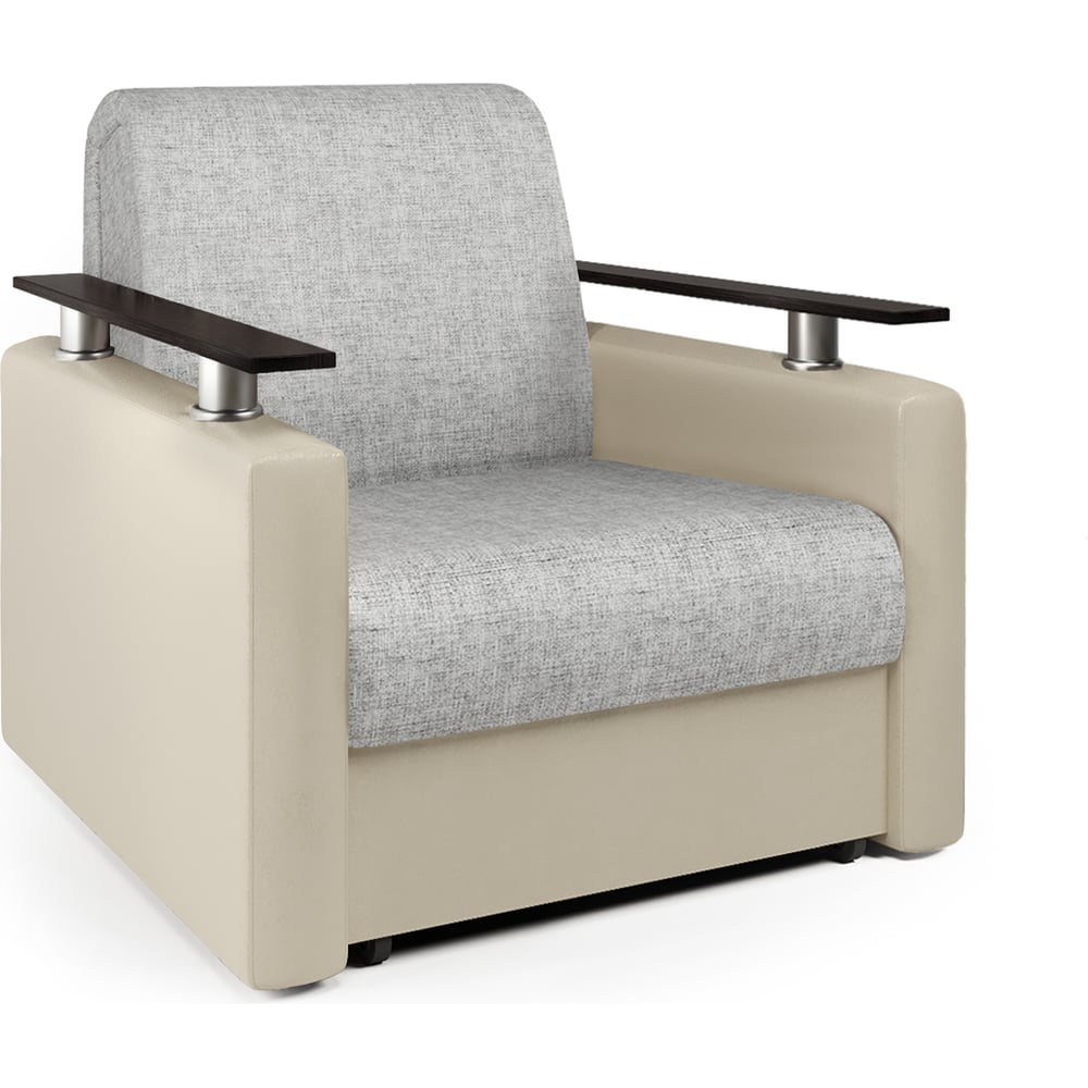 Изображение товара Кресло-кровать Шарм 90 из экокожи и шенилла, современный дизайн, ящик для белья