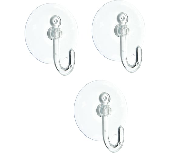 Изображение товара Набор крючков на присоске VETTA прозрачные, 3 шт. WF-058 440-031