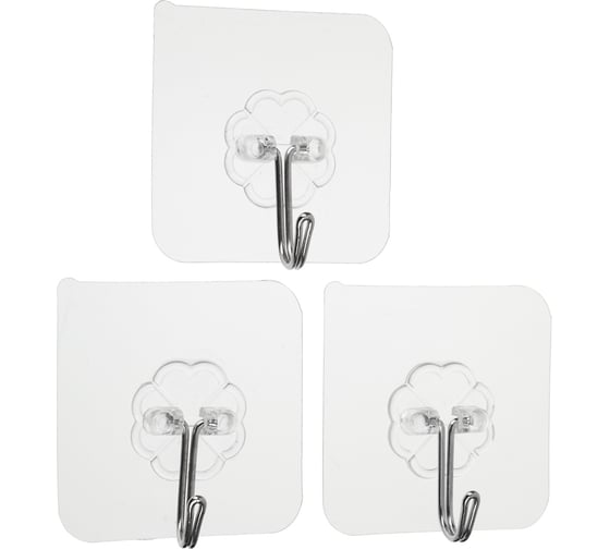 Изображение товара Крючки самоклеящиеся VETTA 6x6 см, 3 штуки в комплекте, ПВХ 440-350