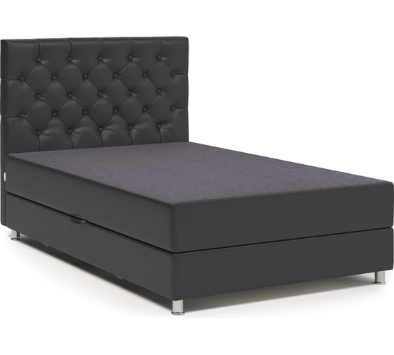 Изображение товара Кровать Шарм эль 100, серая рогожка и черная экокожа 104210644