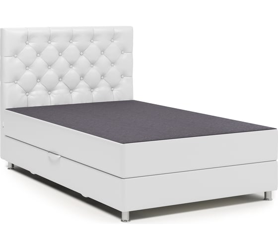 Изображение товара Кровать Шарм эль 100, серая рогожка и белая экокожа 104210643