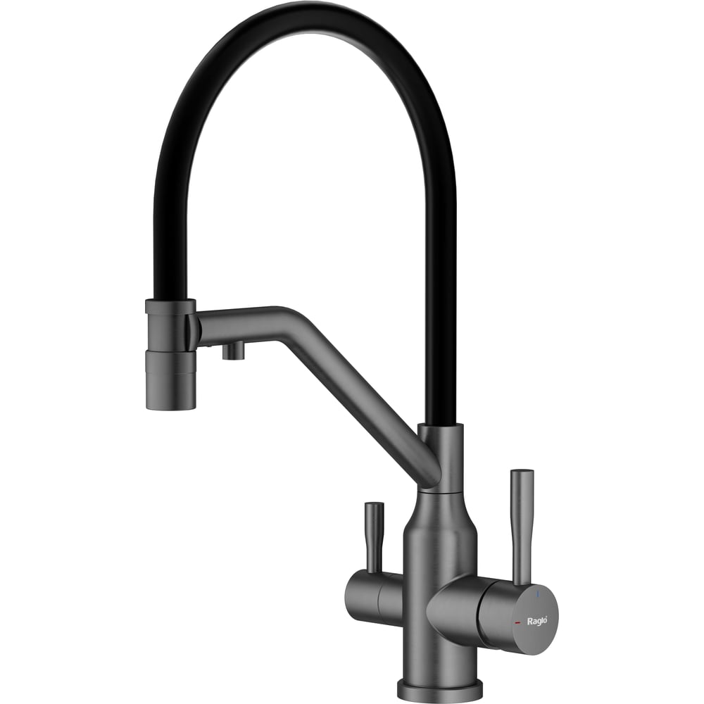 Изображение товара Смеситель для кухни RAGLO графит с поворотным изливом и фильтром