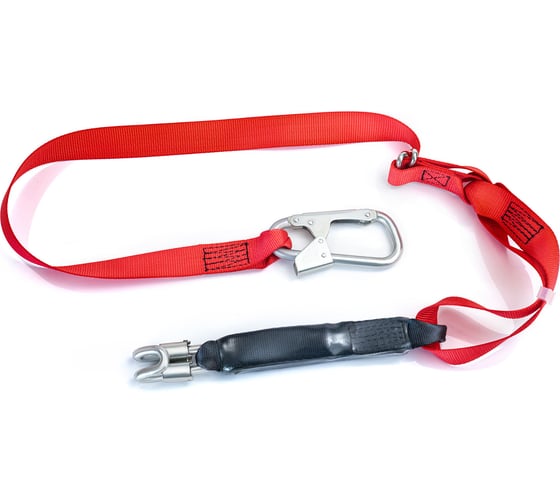 Изображение товара Строп Аа МОЛОТ регулируемый из полиамидной ленты с амортизатором и с двумя карабинами К1 и Кбс Строп Аа рег. К1 и Кбс