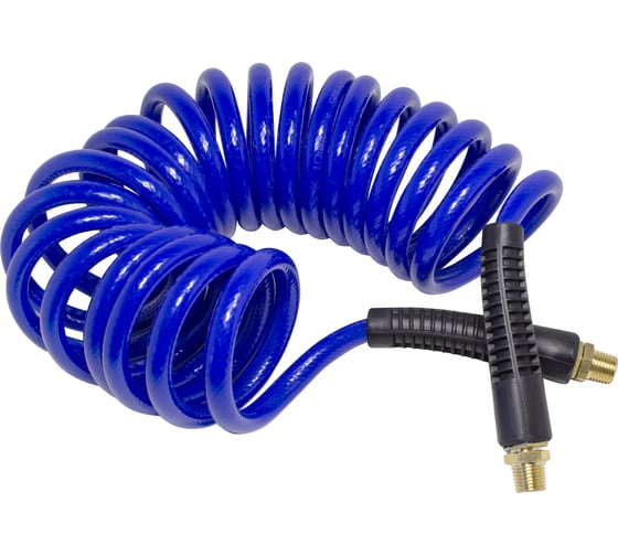 Изображение товара Шланг витой полиуретановый 6.5x10 мм, 5 м, с резьбовыми наконечниками 1/4", для воздуха Partner PA-AHC-48A(9411)