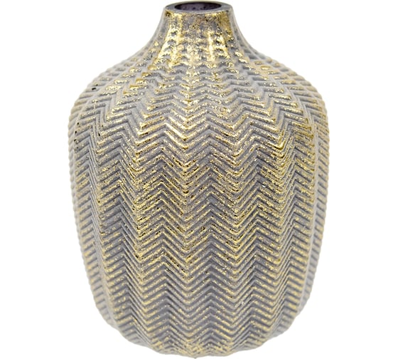 Изображение товара Декоративная стеклянная ваза ВеЩицы Д140 Ш140 В190, серый с золотым напылением NGB-27