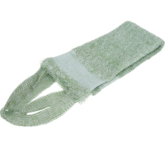 Изображение товара Мочалка Banika "Массажная длинная с ручками", зеленая, полиэстер, 46x10см Я28029