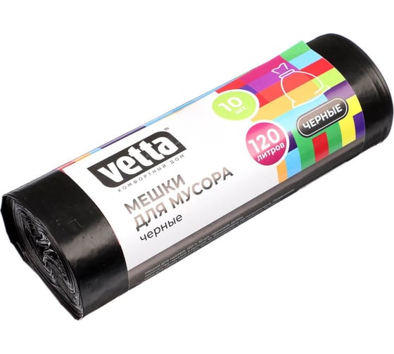 Изображение товара Мешки для мусора прочные 120 л, 10 шт, рулон VETTA 449-042